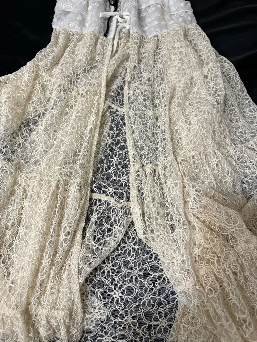 Free People Cream Lace Selena Maxi Vest Overlay